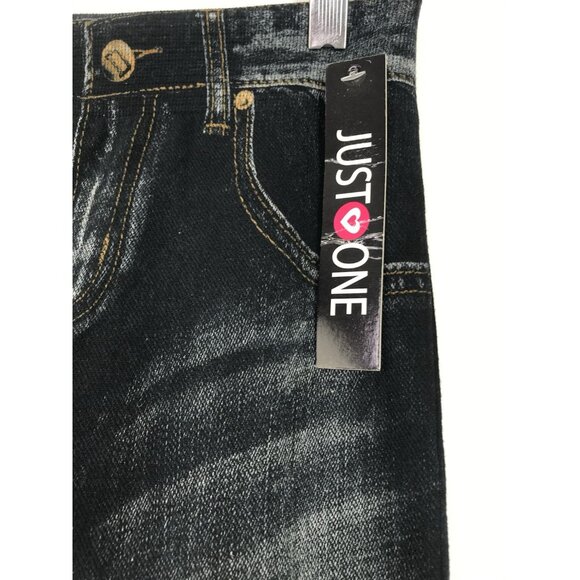Just One Jeggings Womens Size Large Faux Jeans Rise Floral Stretch Distressed - Picture 5 of 10